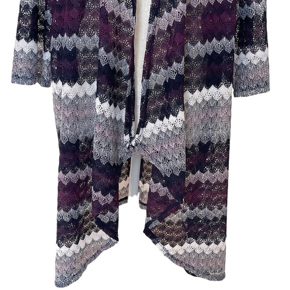 Catherines Mesh Lace Striped Kimono Duster Cardigan Women’s Plus Size 2X 22/24W - Picture 3 of 7